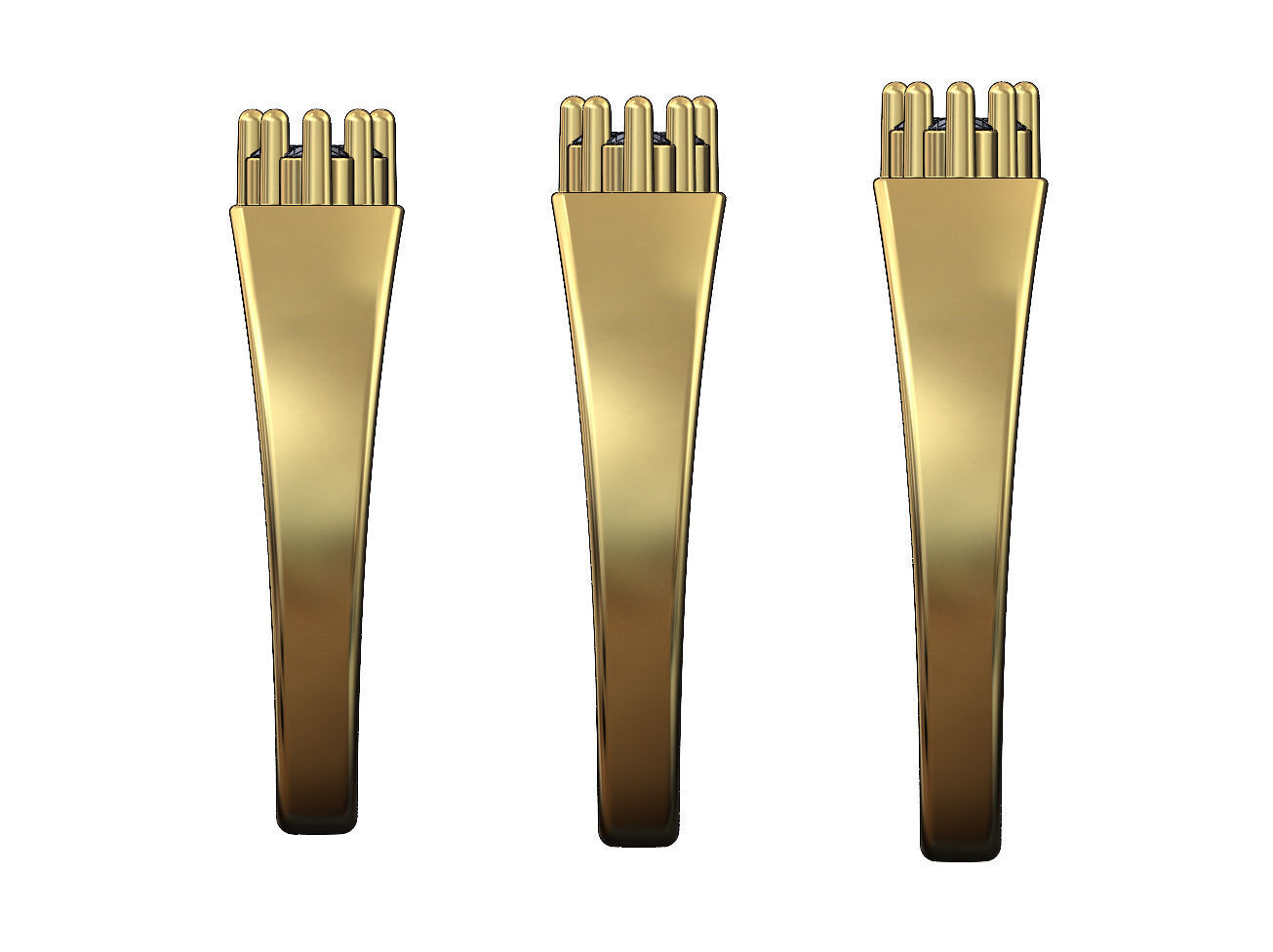 Baguettes and diamonds cluster signet ring US sizes 6 7 8 3D print model_2