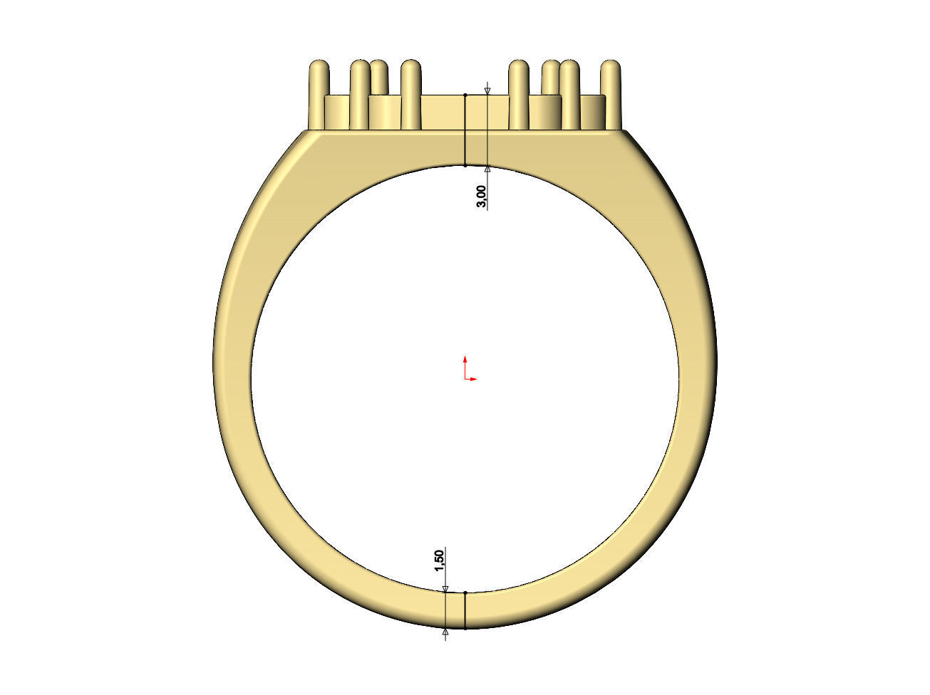Baguettes and diamonds cluster signet ring US sizes 6 7 8 3D print model_6