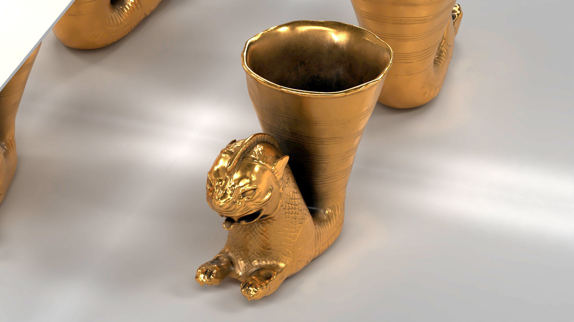Achaemenid golden cup Low-poly 3D model_2