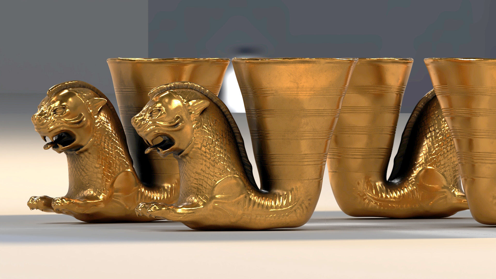 Achaemenid golden cup Low-poly 3D model_7