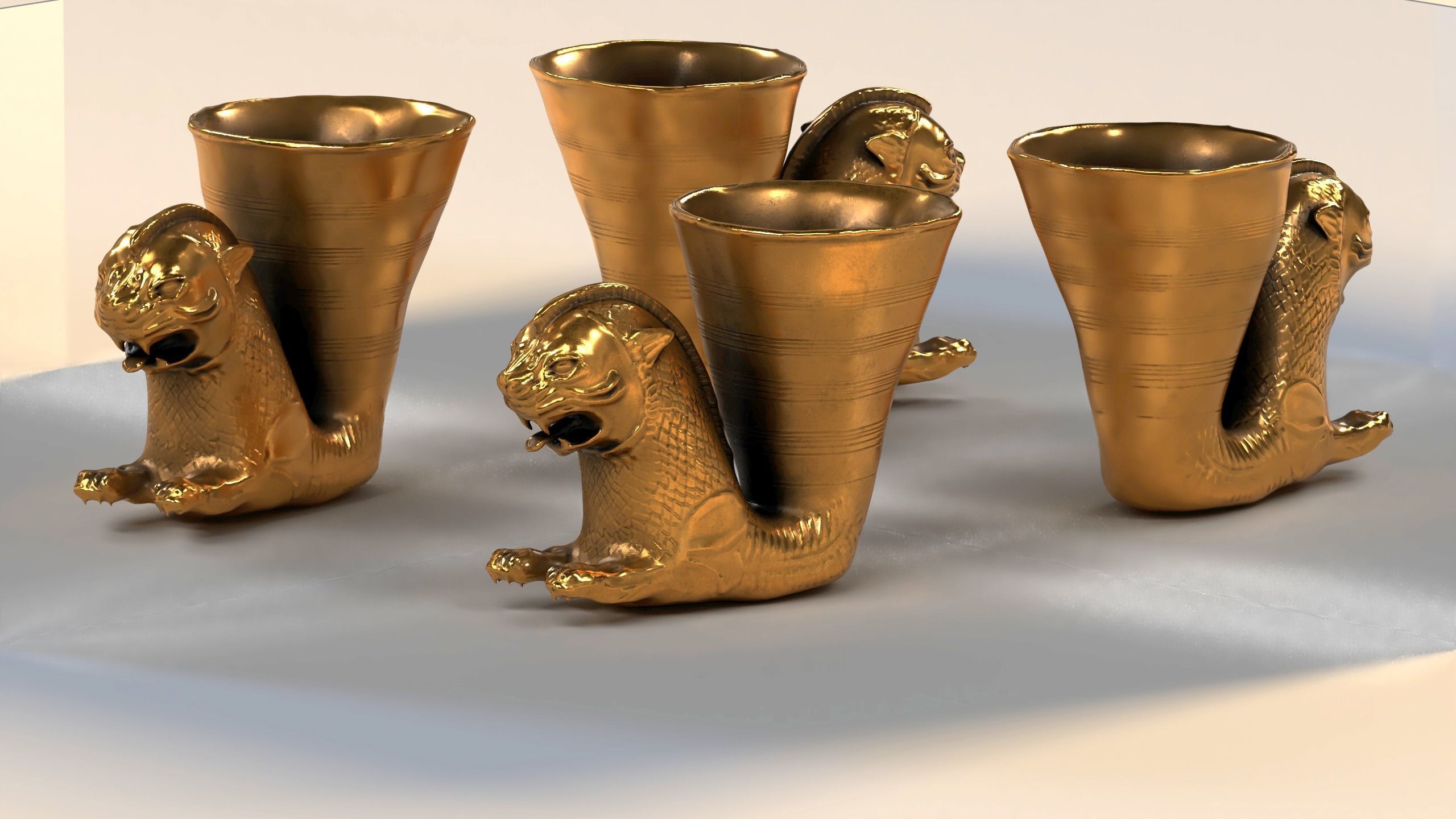 Achaemenid golden cup Low-poly 3D model_1