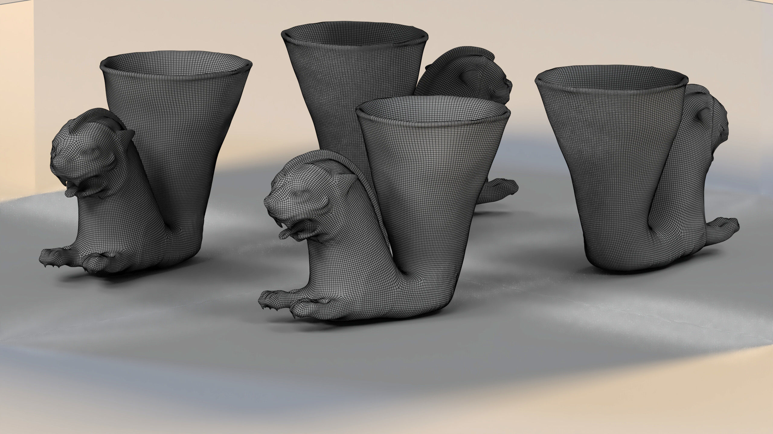 Achaemenid golden cup Low-poly 3D model_3