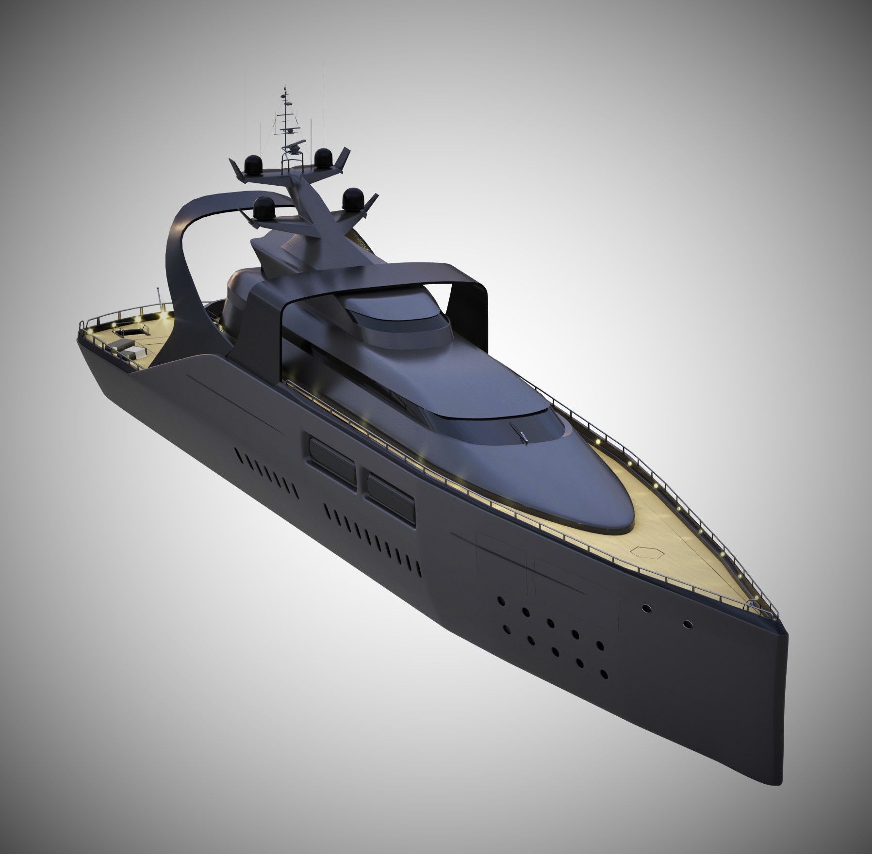 modern megayacht 106m length 3D model_5