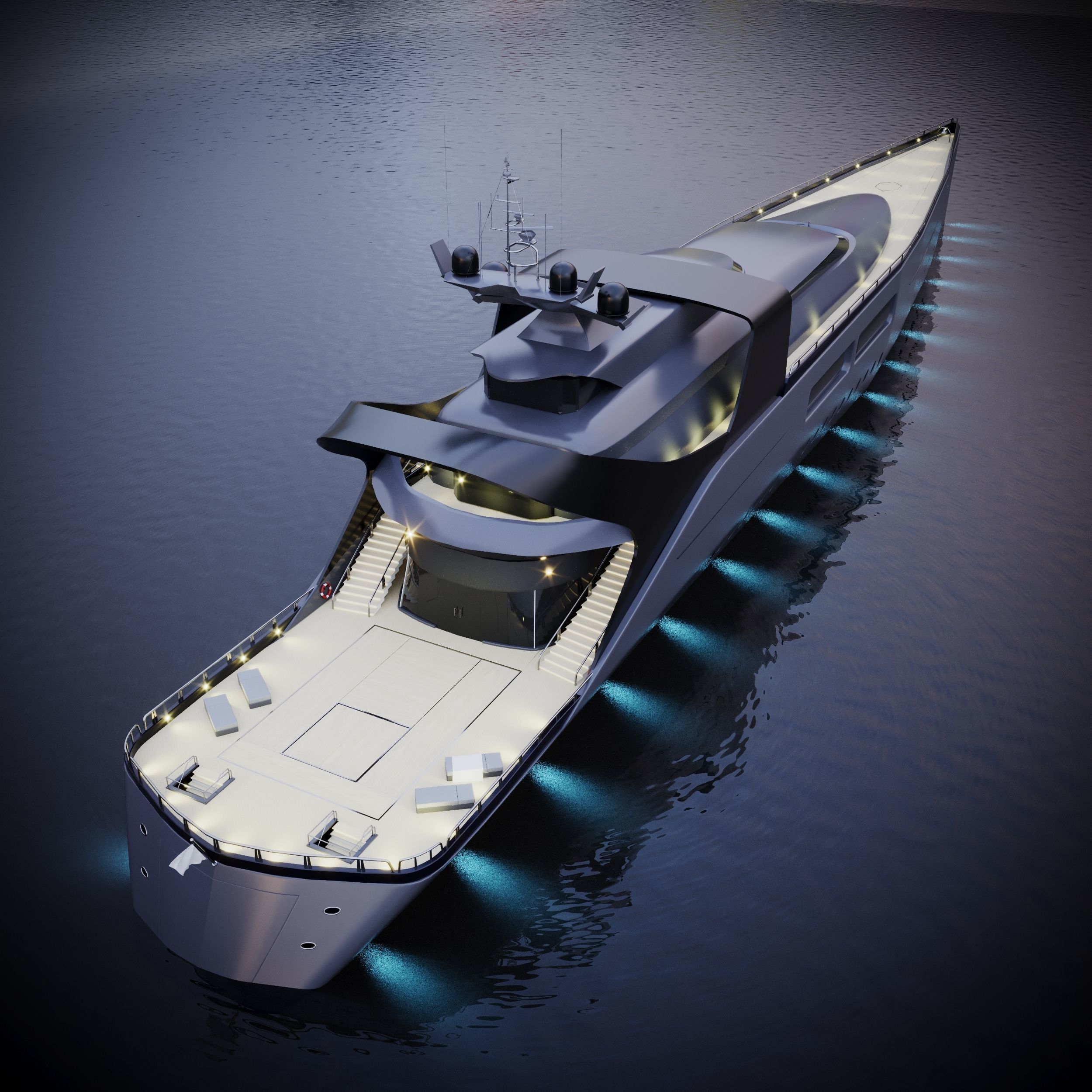 modern megayacht 106m length 3D model_2