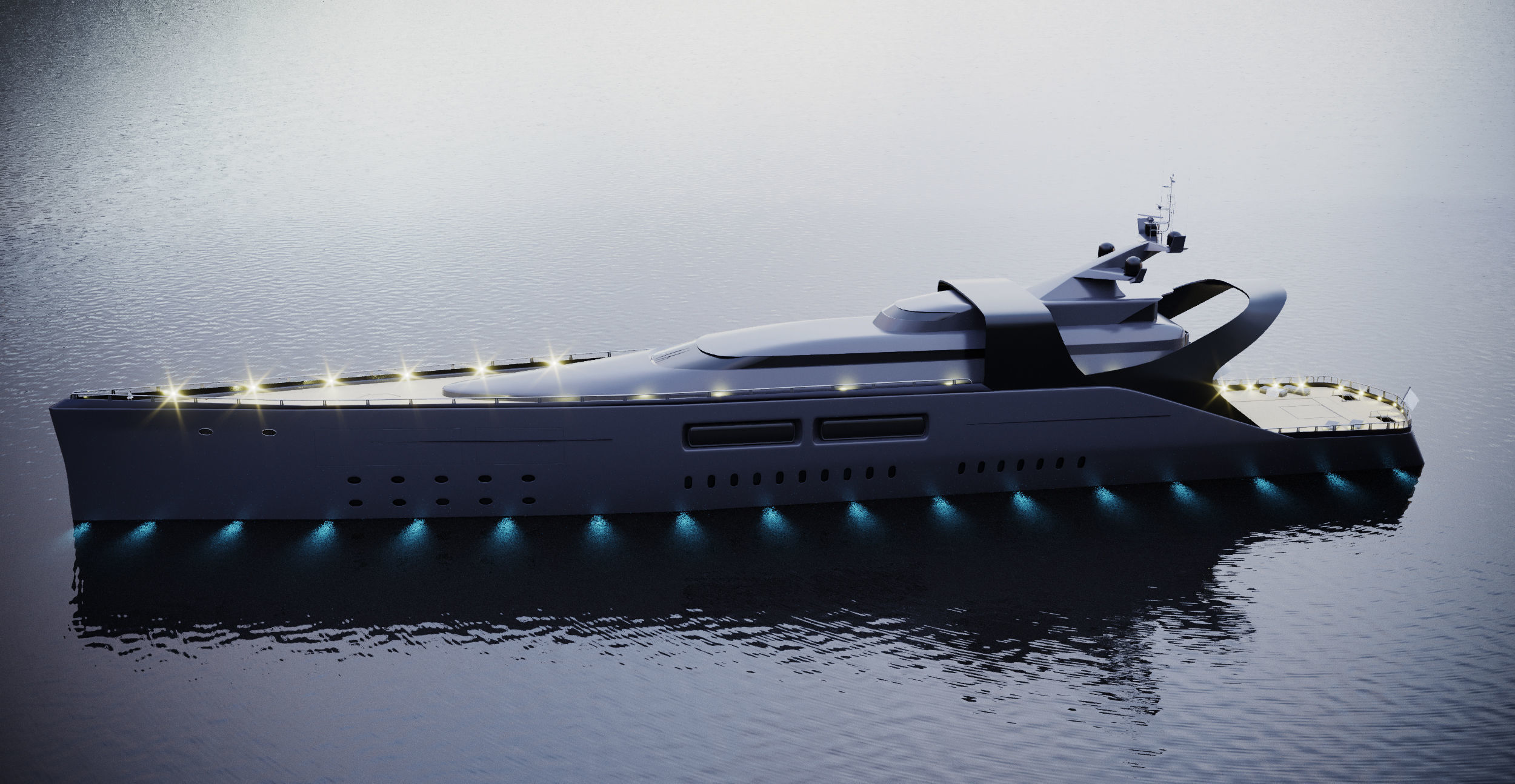 modern megayacht 106m length 3D model_1