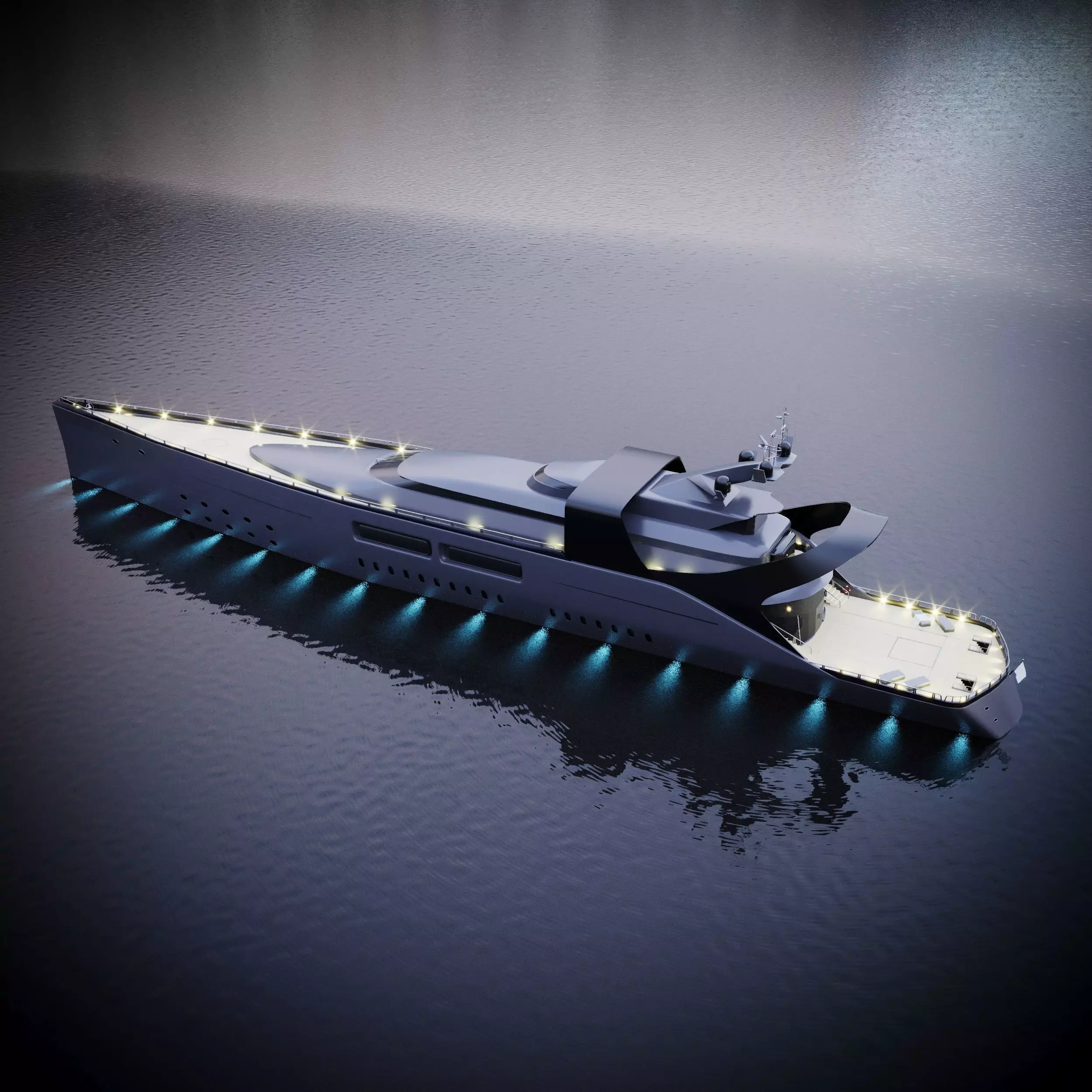 modern megayacht 106m length 3D model_0