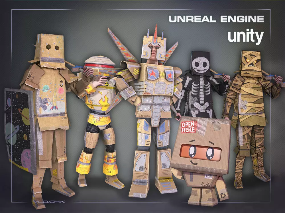 Cardboard Boys Pack 3D Model Collection_0