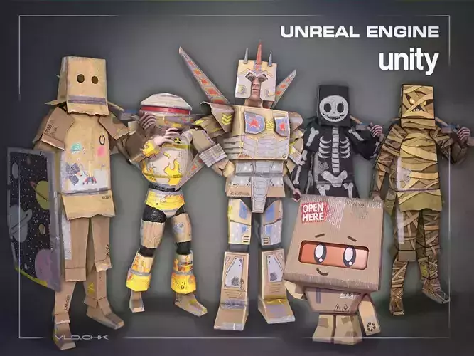 Cardboard Boys Pack 3D Model Collection