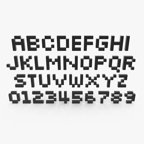 Pixel Font Low-poly 3D model