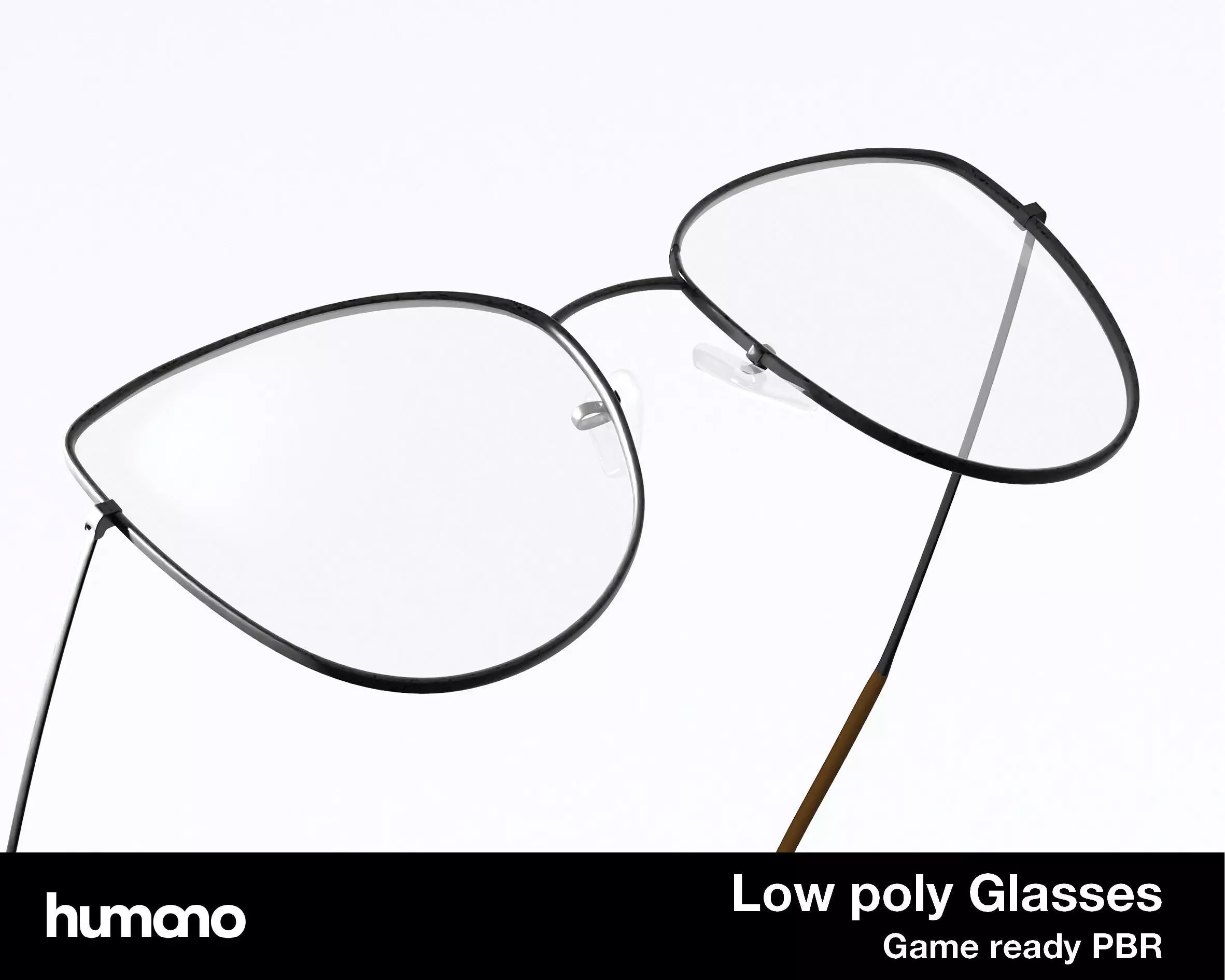 Humano Glasses 02 Low Poly PBR Game Ready model Low-poly 3D model_0