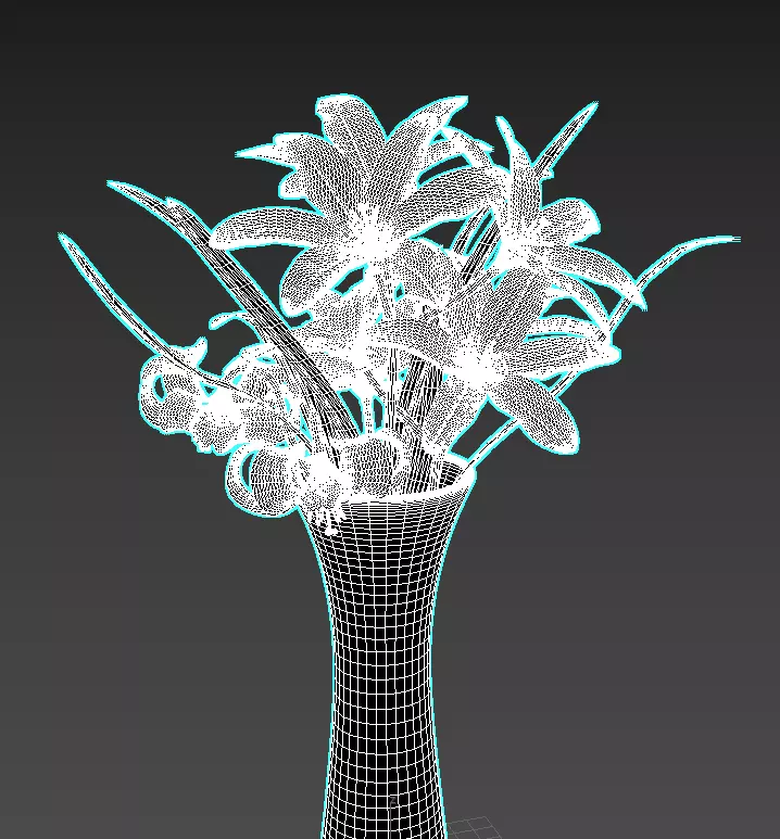 botanic lilies in vase 3D model_0