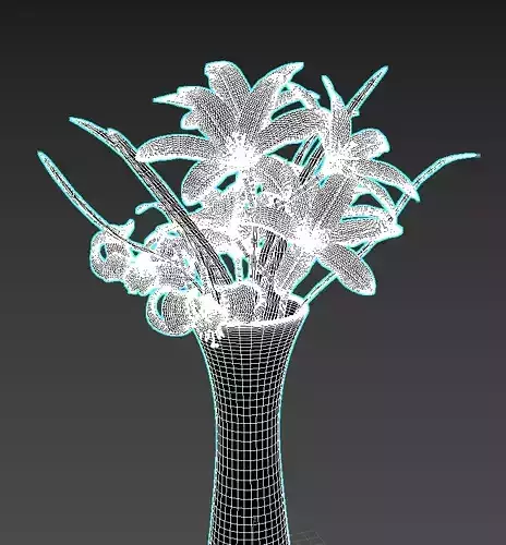 botanic lilies in vase 3D model