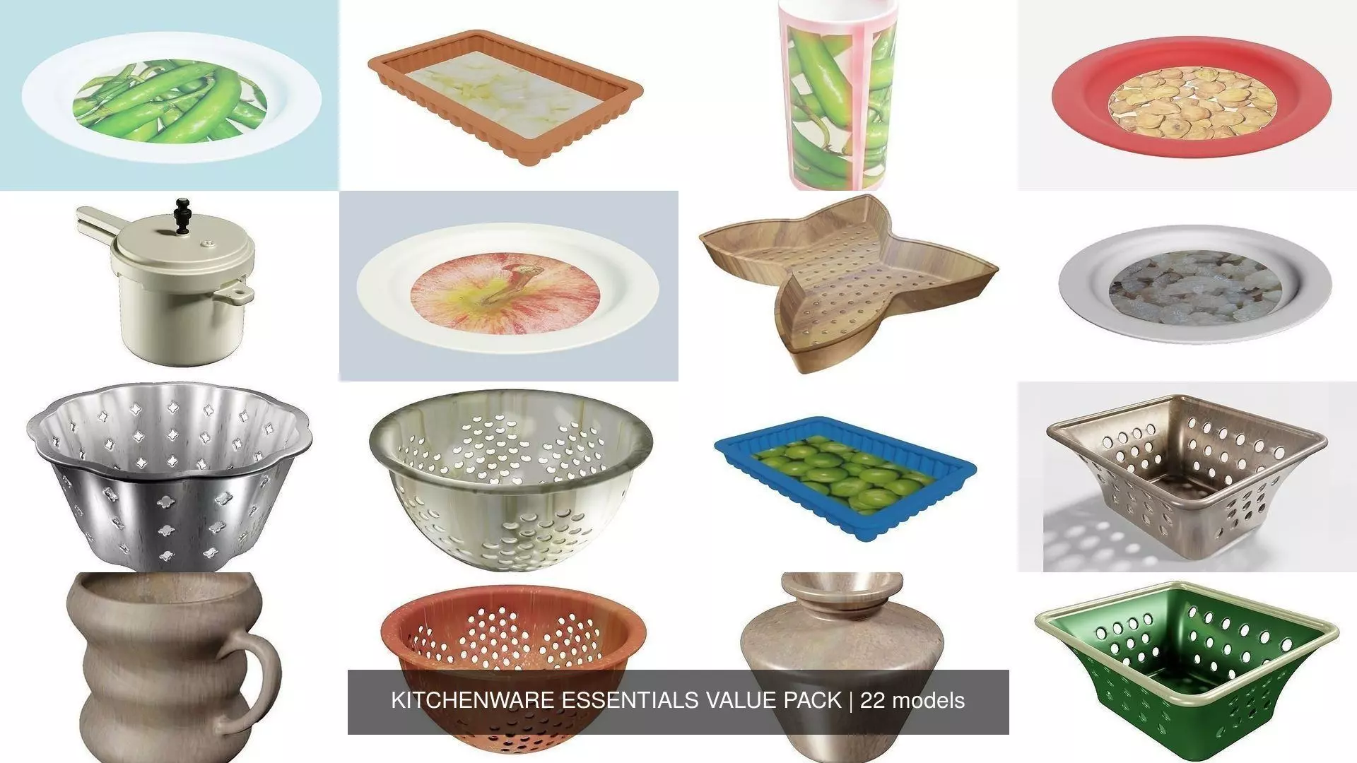 KITCHENWARE ESSENTIALS VALUE PACK 3D Model Collection_0