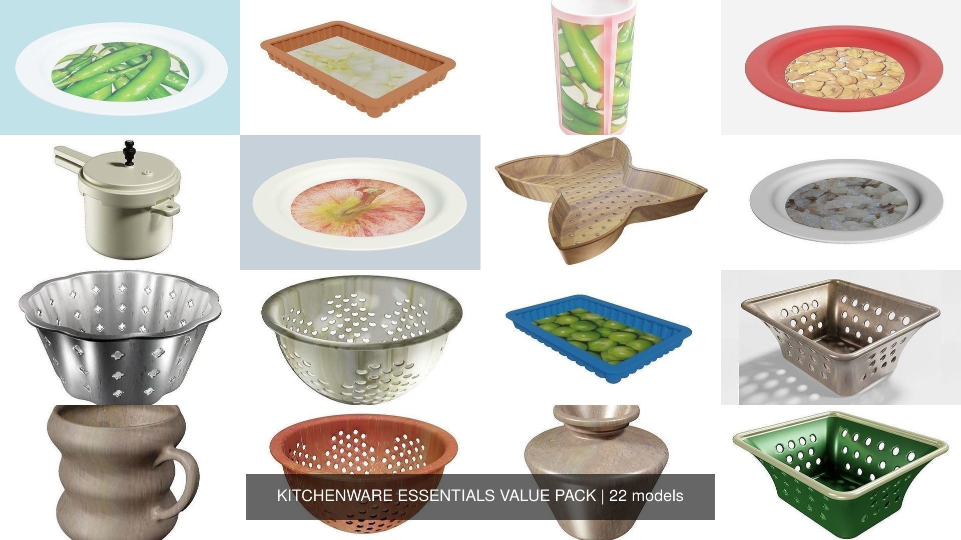 KITCHENWARE ESSENTIALS VALUE PACK 3D Model Collection_1