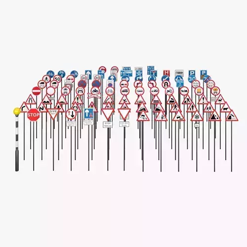 95 UK Traffic Road Signs Pack 