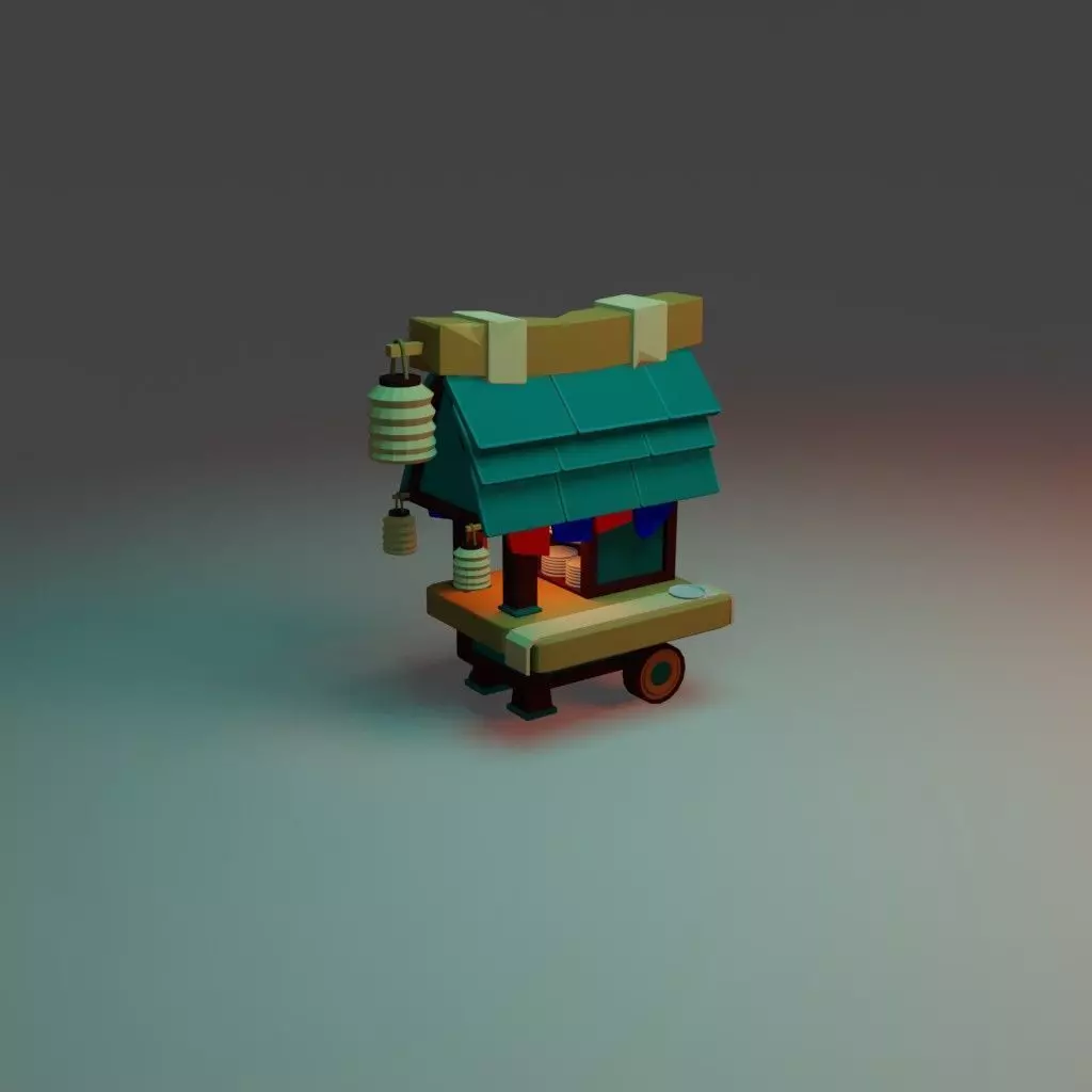 Street shop Free low-poly 3D model_0