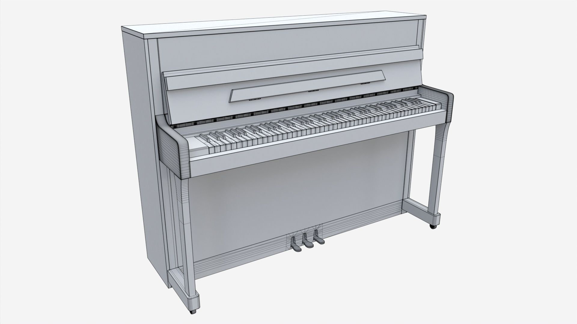 Digital Piano 02 open lid 3D model_5