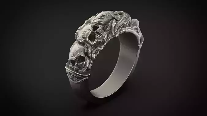 Skull and tentacle ring STL 3d model for 3d printing  3D print model