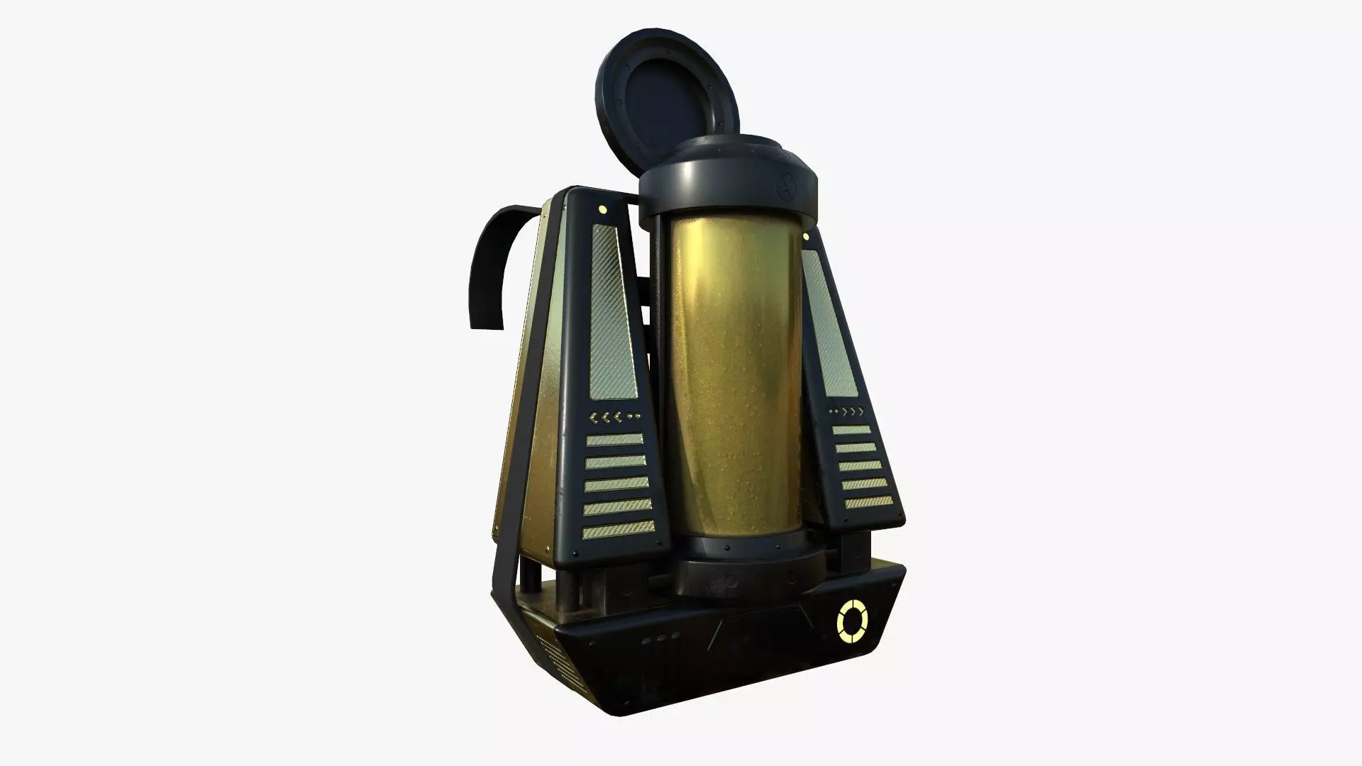 SciFi Backpack J03 Black Gold - Fashion Character Design Low-poly 3D model_0