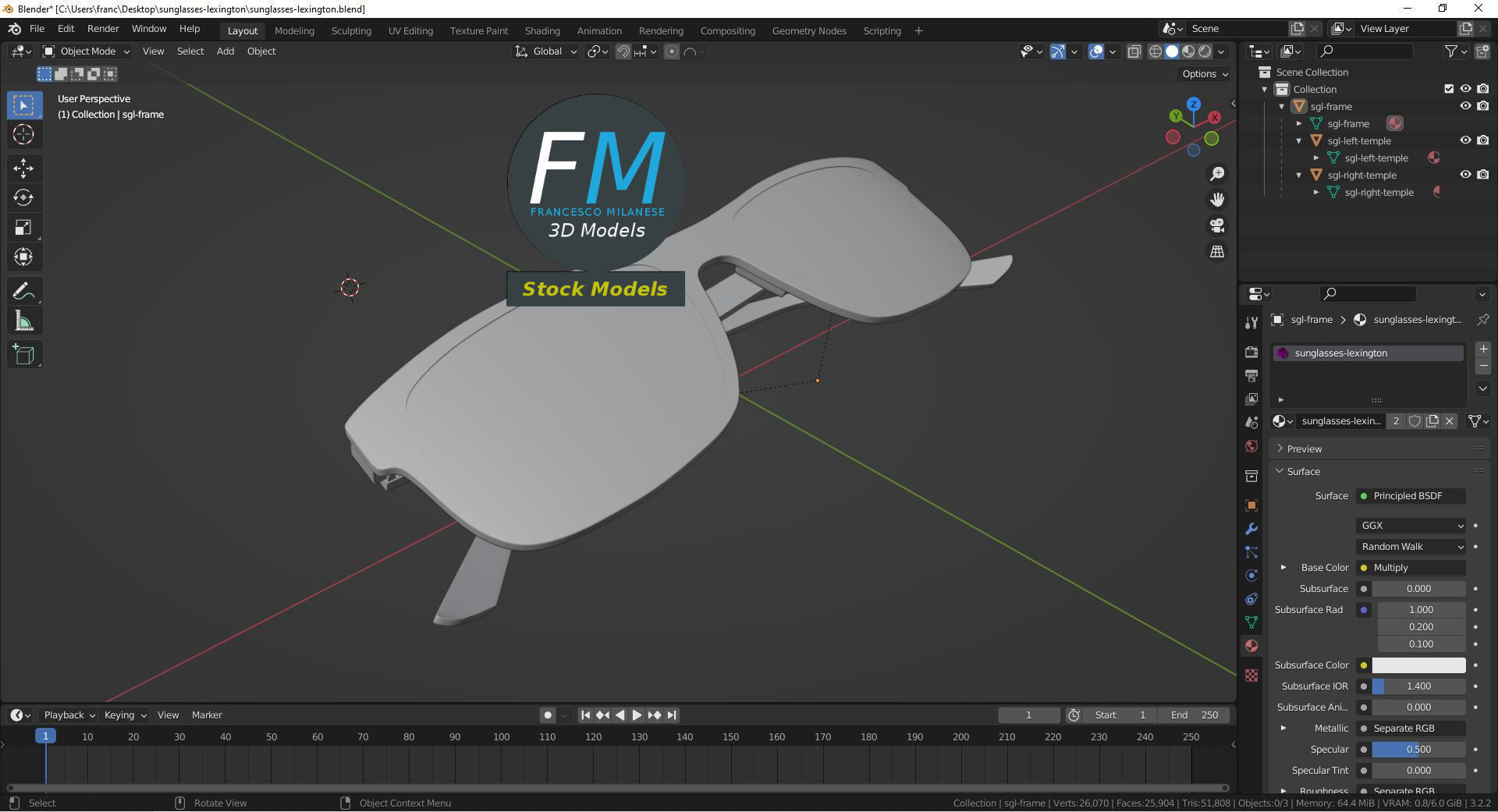 Sunglasses Lexington 3D model_9