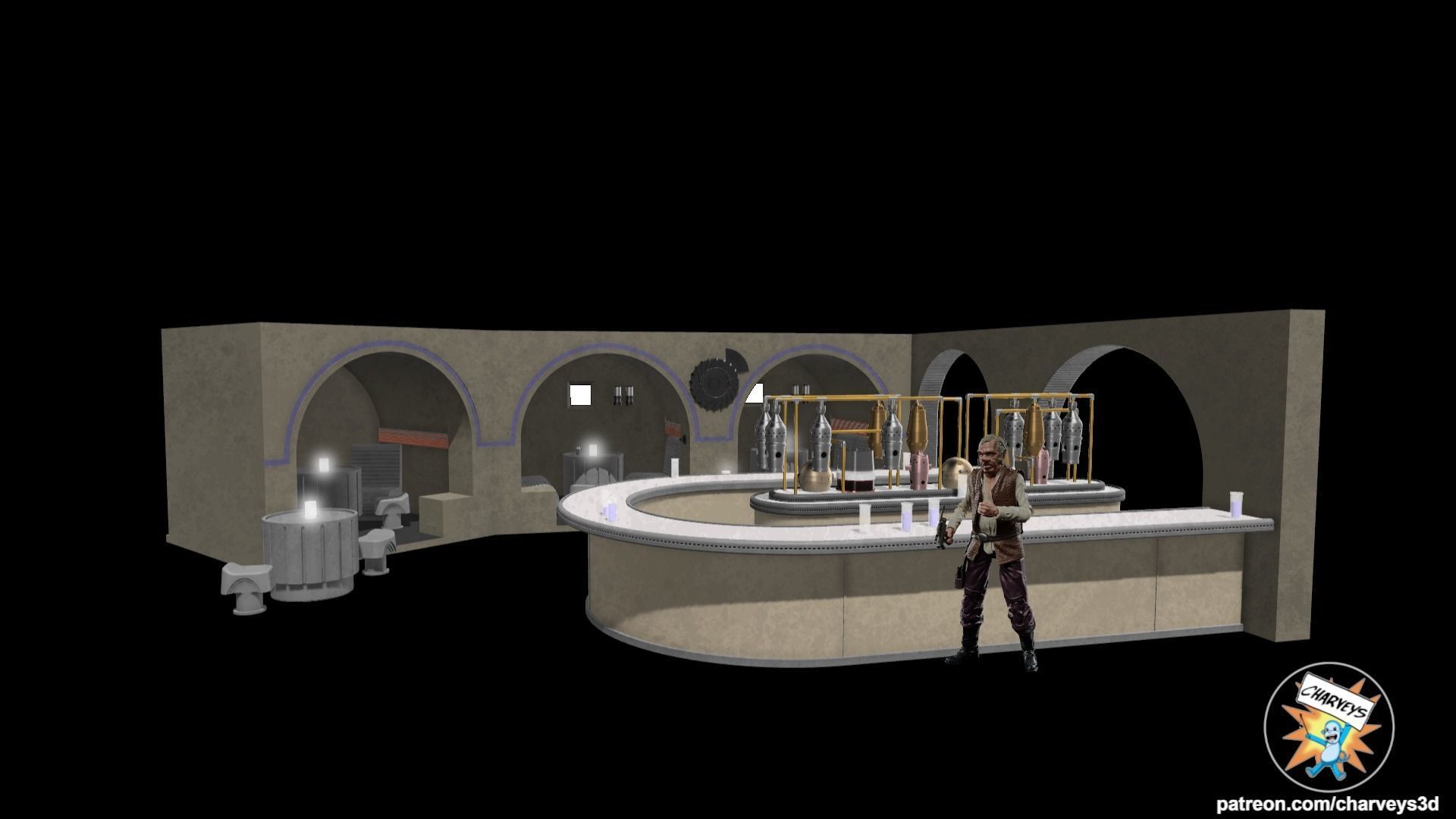 Star Wars Mos Eisley Cantina Diorama for action figures 3D print model_1