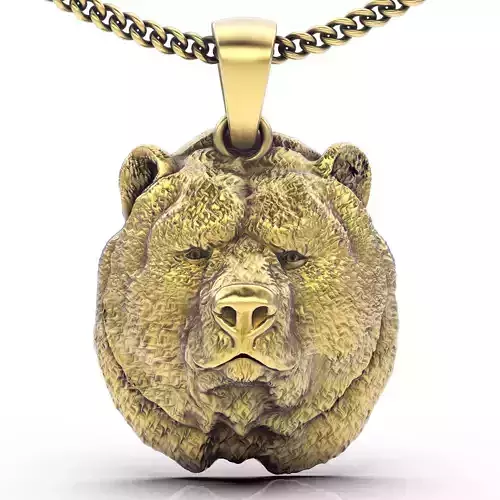 Bear  pendant  gold printable jewelry 3D model