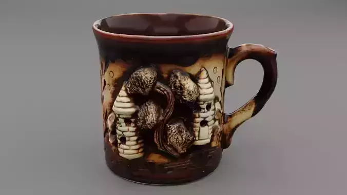 Ethnic clay cup 01 Low-poly 3D model