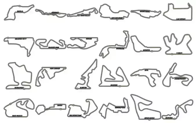 24 x Formula One Grand Prix Racing Tracks 2025 3D print model