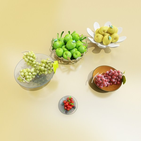 Fruit in Bowls Collection 3D model_1