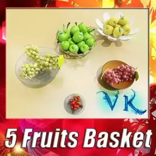 Fruit in Bowls Collection 3D model