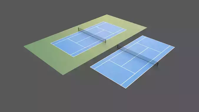 PBR Tennis Court Floor and Net Low-poly 3D model