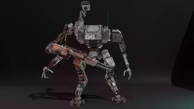 Military mech Low-poly 3D model