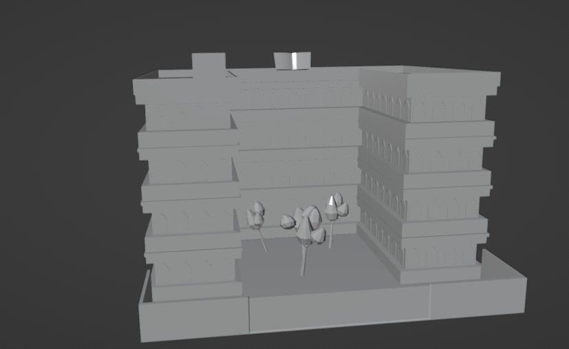 Building Pack of 4 Game Ready Low-poly 3D model_1