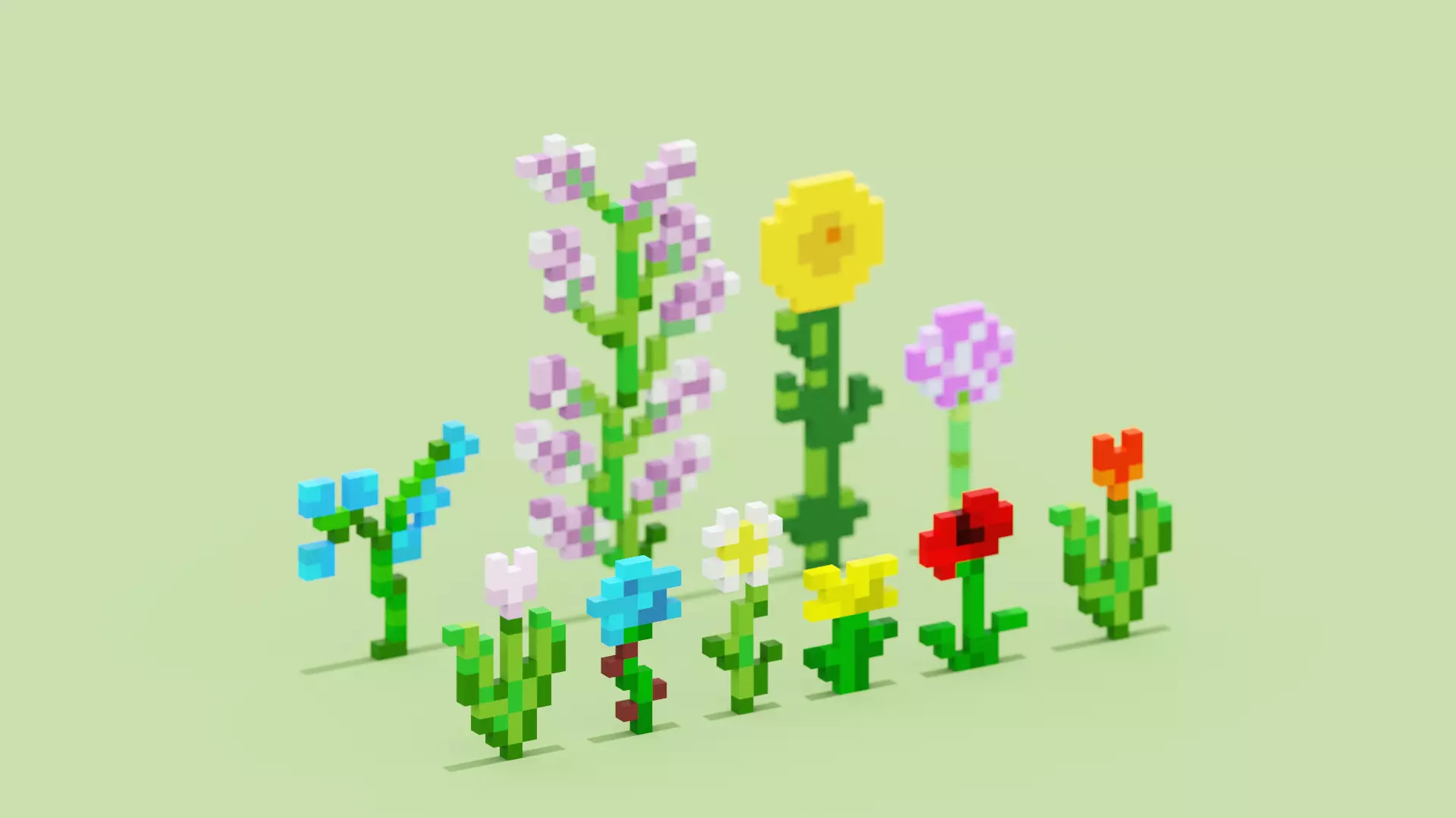 Minecraft Flowers 3D Model Low-poly 3D model