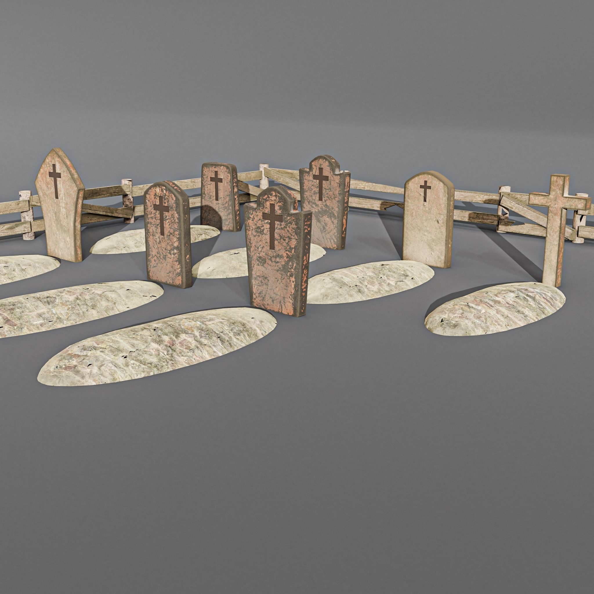 Western cemetery  Free low-poly 3D model_8