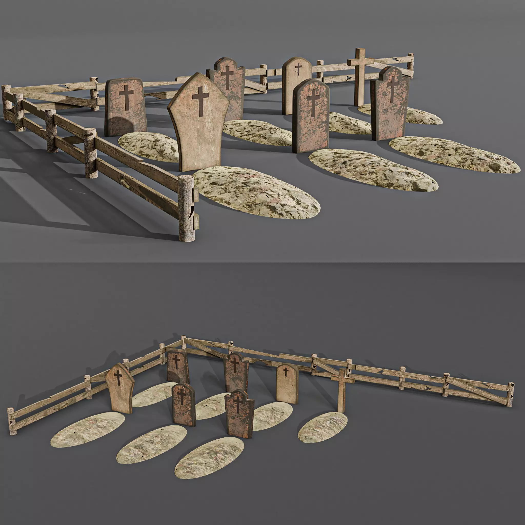 Western cemetery  Free low-poly 3D model_0