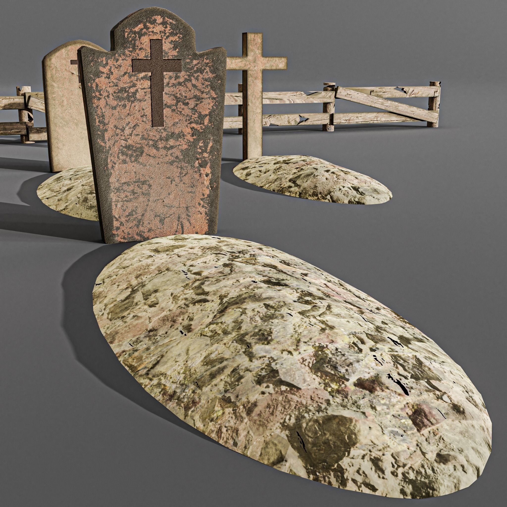 Western cemetery  Free low-poly 3D model_3