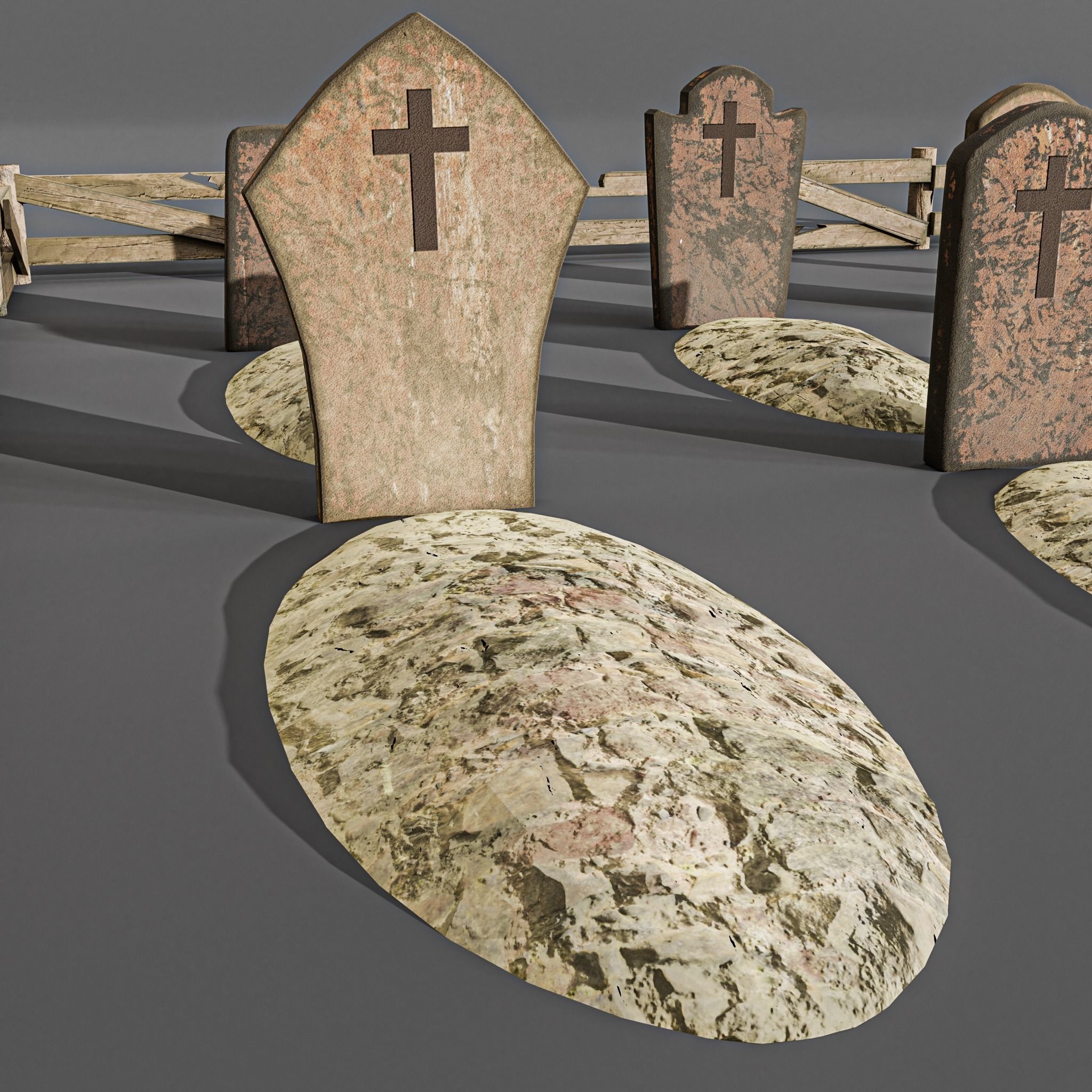 Western cemetery  Free low-poly 3D model_2