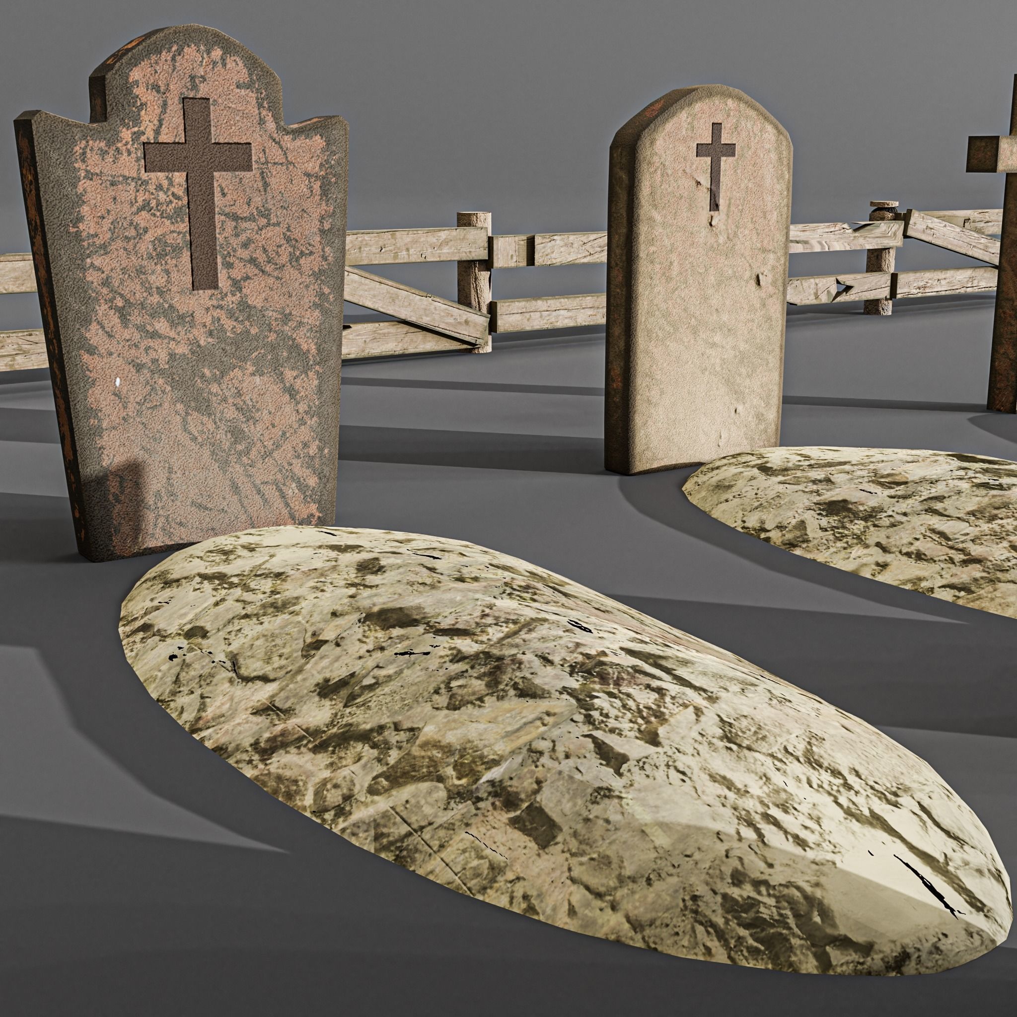 Western cemetery  Free low-poly 3D model_6