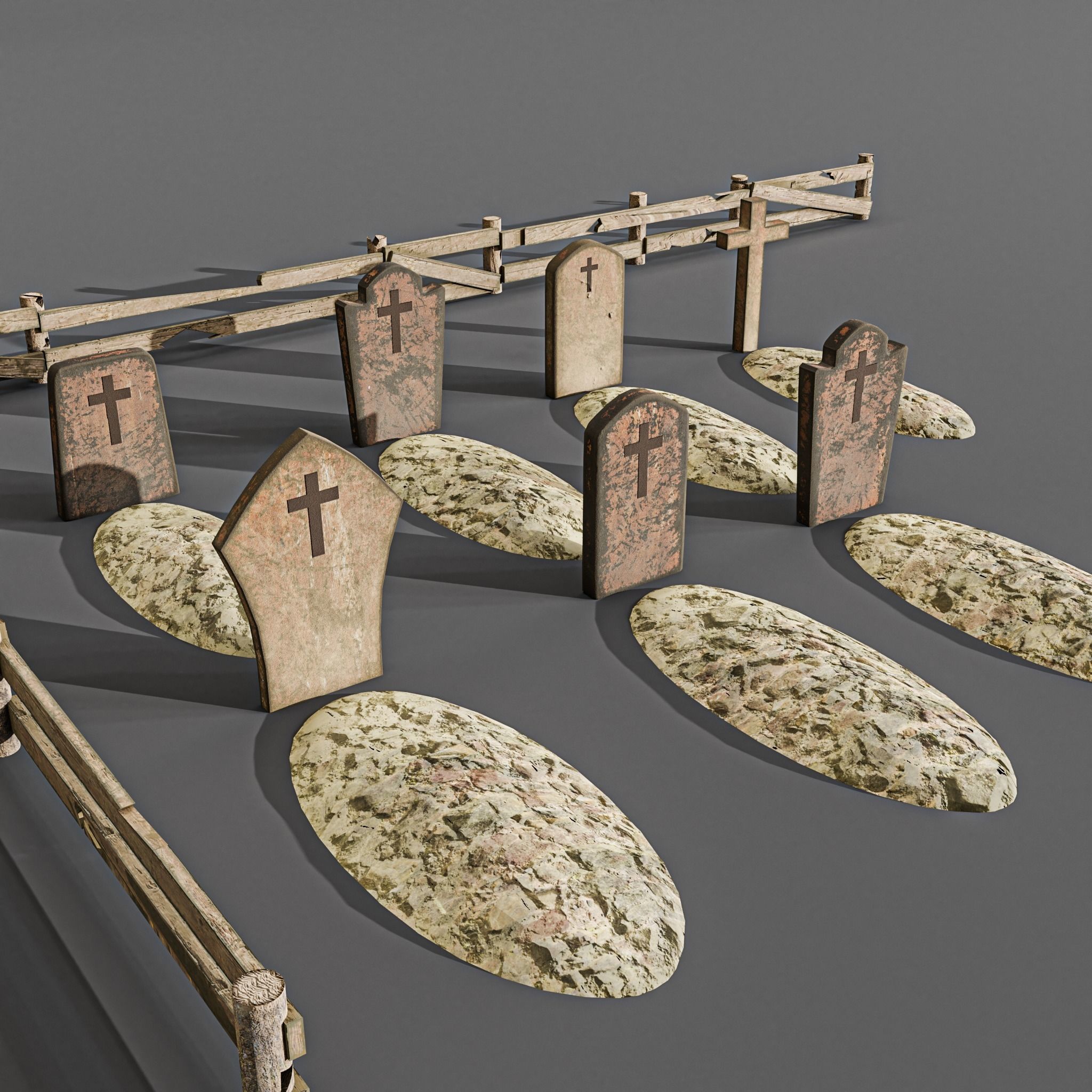 Western cemetery  Free low-poly 3D model_9