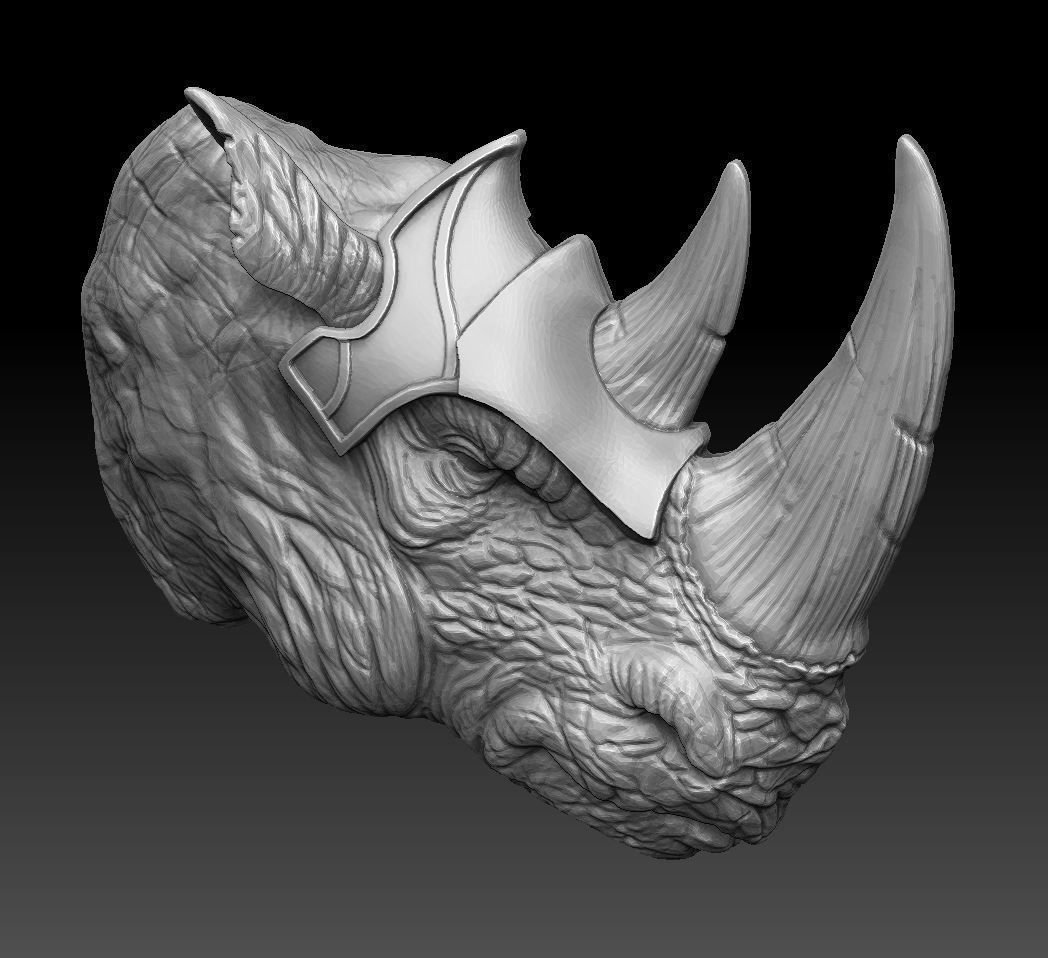 bas relief rhinoceros 3D print model_6