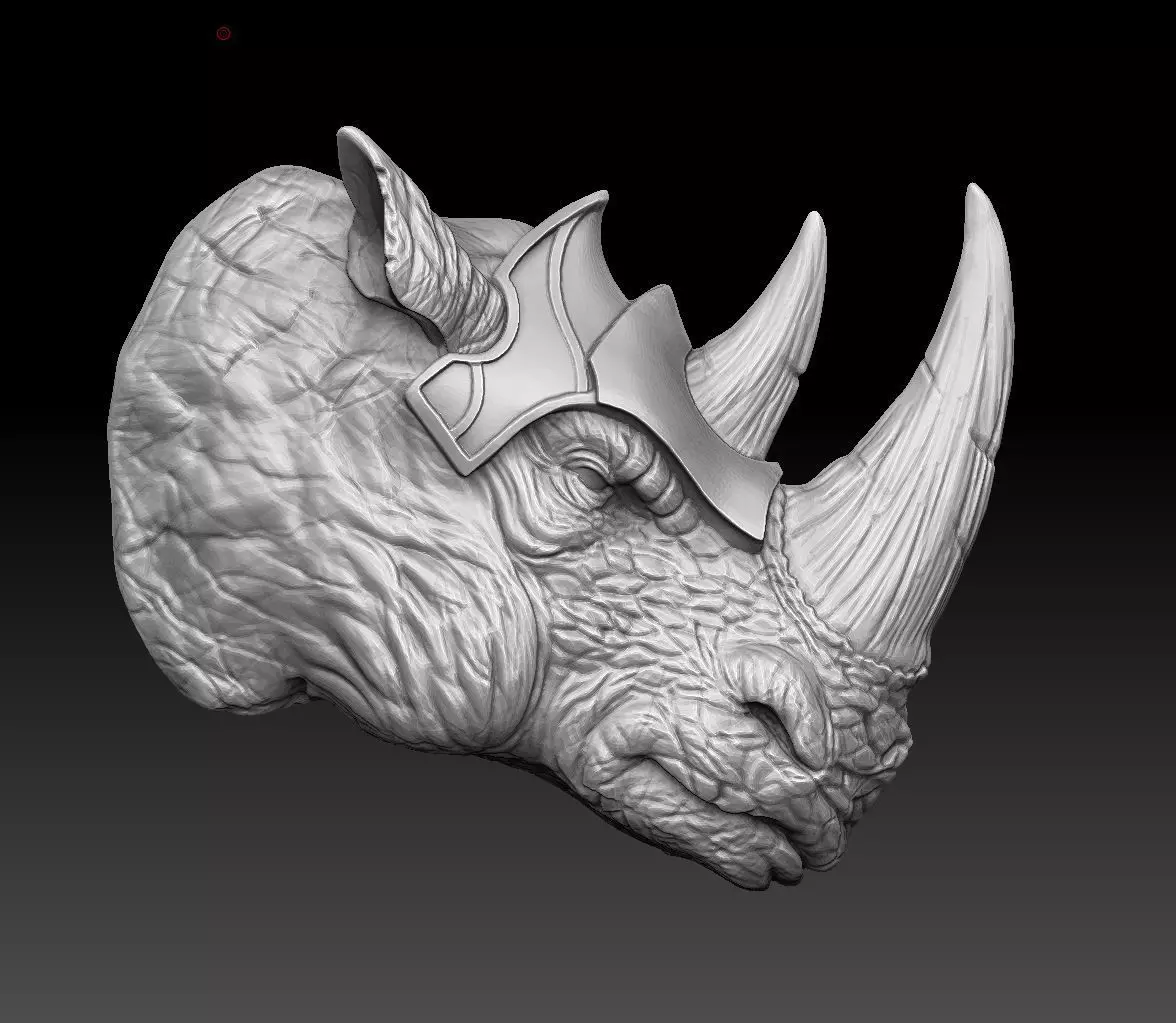 bas relief rhinoceros 3D print model_0