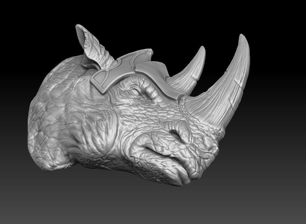 bas relief rhinoceros 3D print model_1