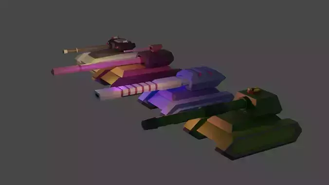 Low poly Tank for mass distraction for game turret can animate  Free low-poly 3D model