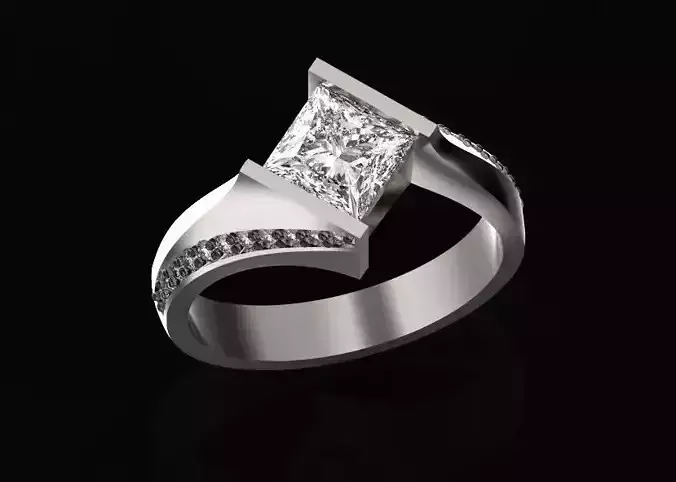  elegant engagement Ring  square Princess cut  