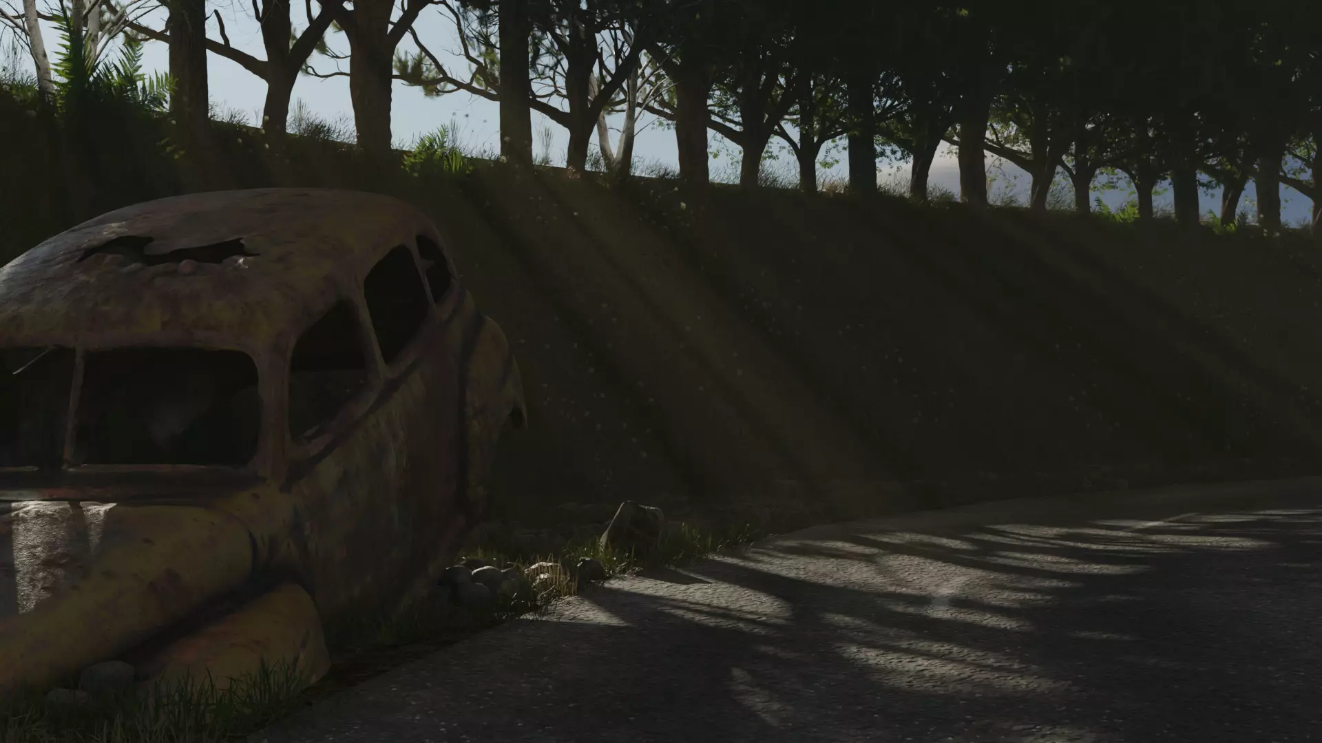 Old car scene with landscape style environment  3D model_0