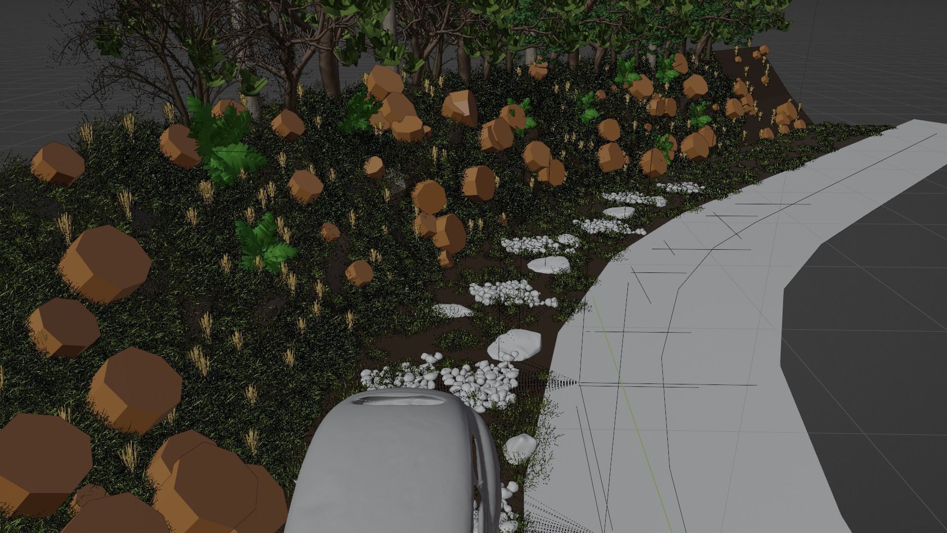 Old car scene with landscape style environment  3D model_4