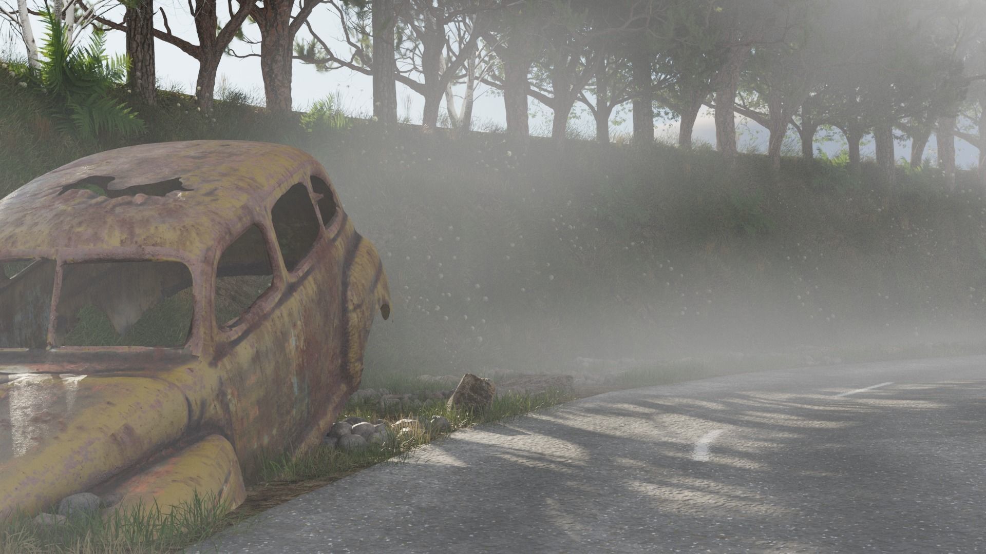 Old car scene with landscape style environment  3D model_1