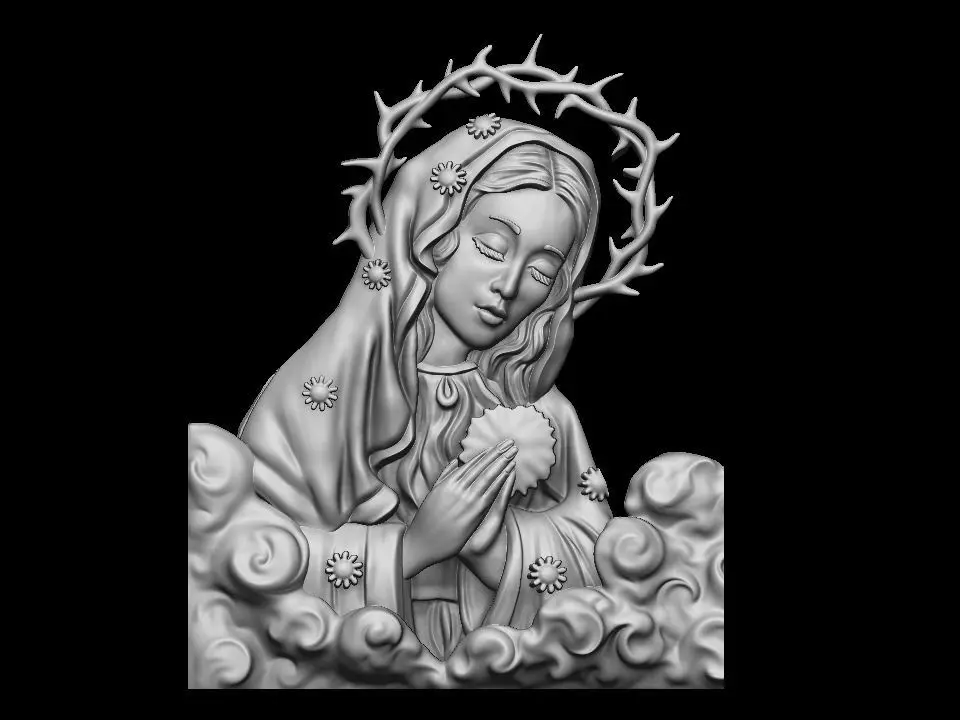 Madonna Virgin Mary Maria bas relief 3D print model
