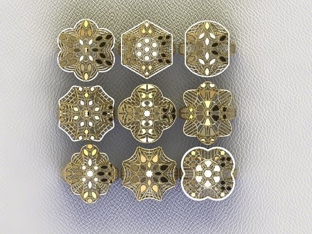 PACK OF 9 RINGS 3D model 3D printable | CGTrader